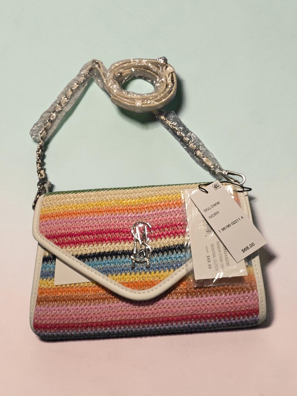 Steve Madden Multicolor Stripe Straw Crossbody Bag